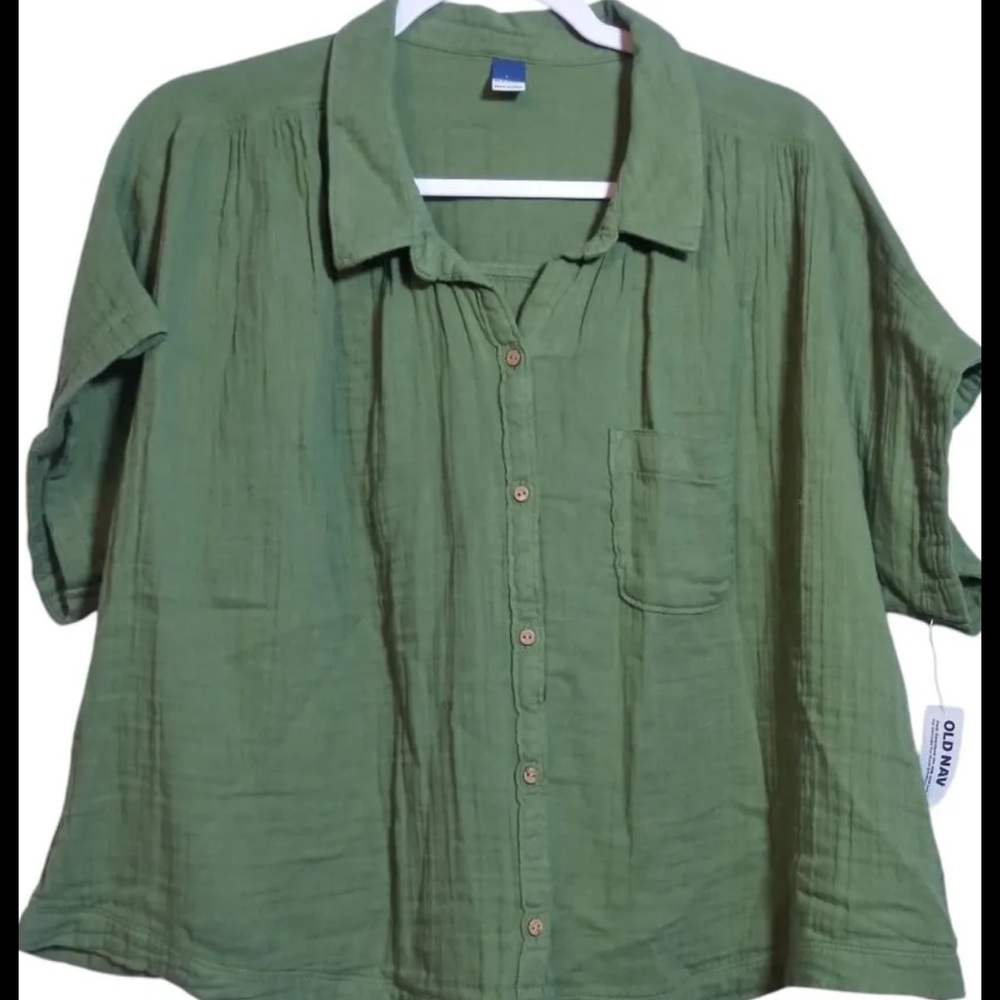 Old navy women’s cropped shirt gauze NWOT cotton - Picture 9 of 11